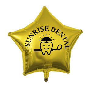 Star shaped gold mylar / foil balloon with logo