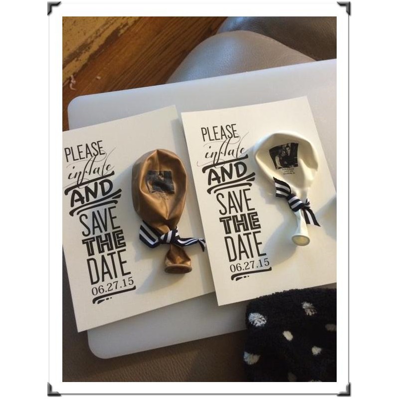 save the date invitations with custom photo balloon