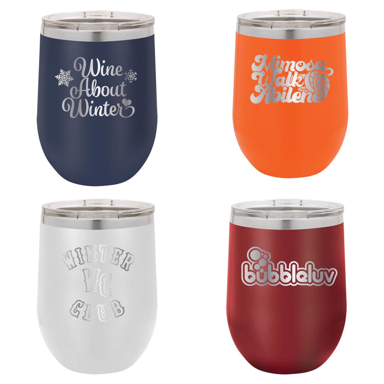 Midwest Awards. Laser Engraved 12 oz. & 16 oz. Stemless Wine Tumblers