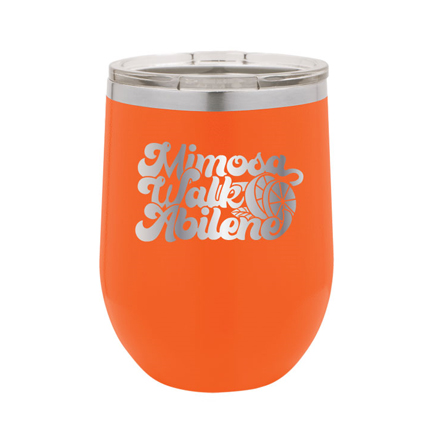 personalized orange stemless wine tumbler