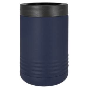 navy blue laser engraved can coolers