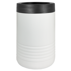 white laser engraved can coolers