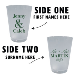 Wedding 12oz Frost Flex Cups - Add Names (Floral Mr & Mrs)