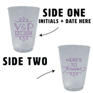 Wedding 12oz Frost Flex Cups - Add Initials & Year (Here's to Forever)