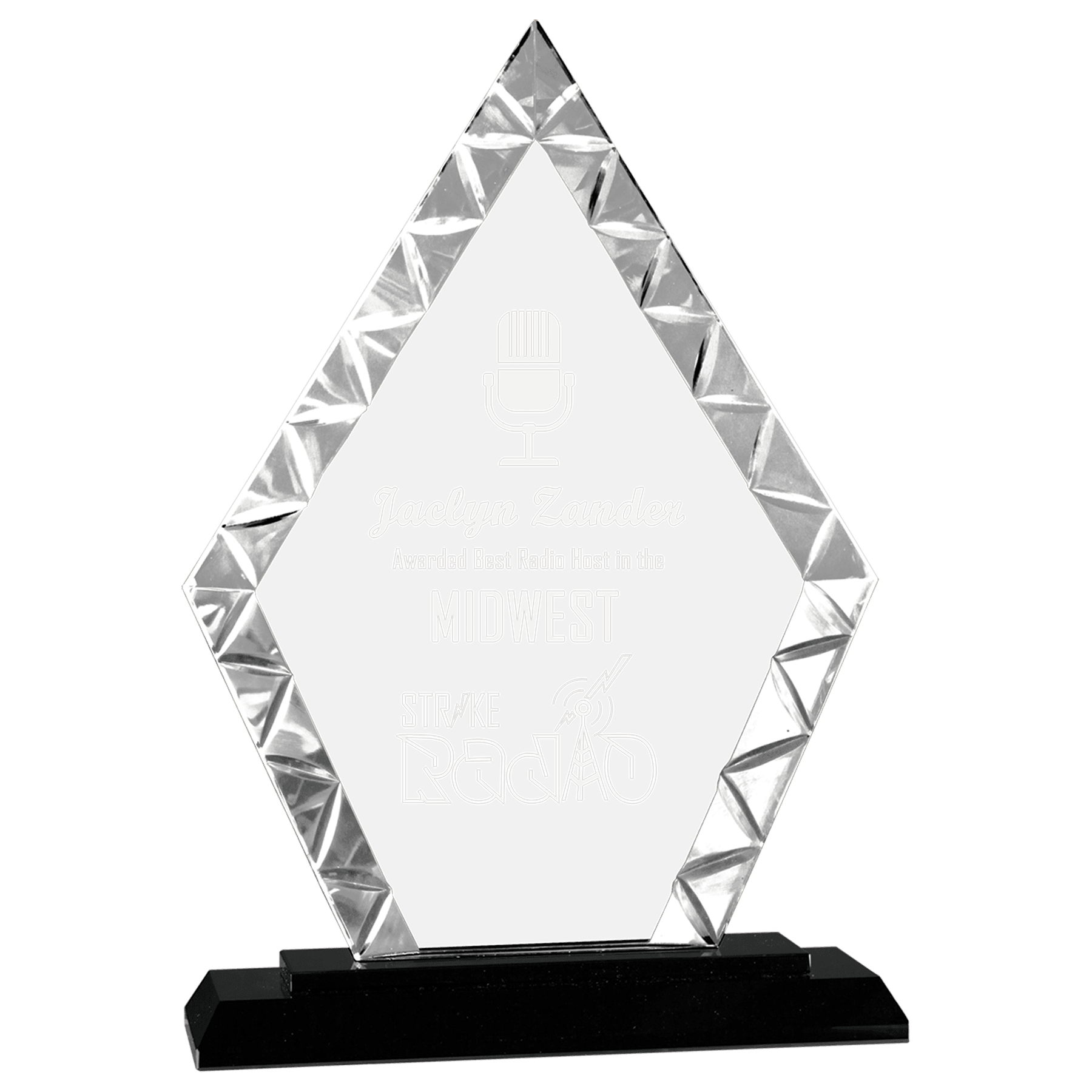 Awards: 8" Fan Accent Glass on Black Base