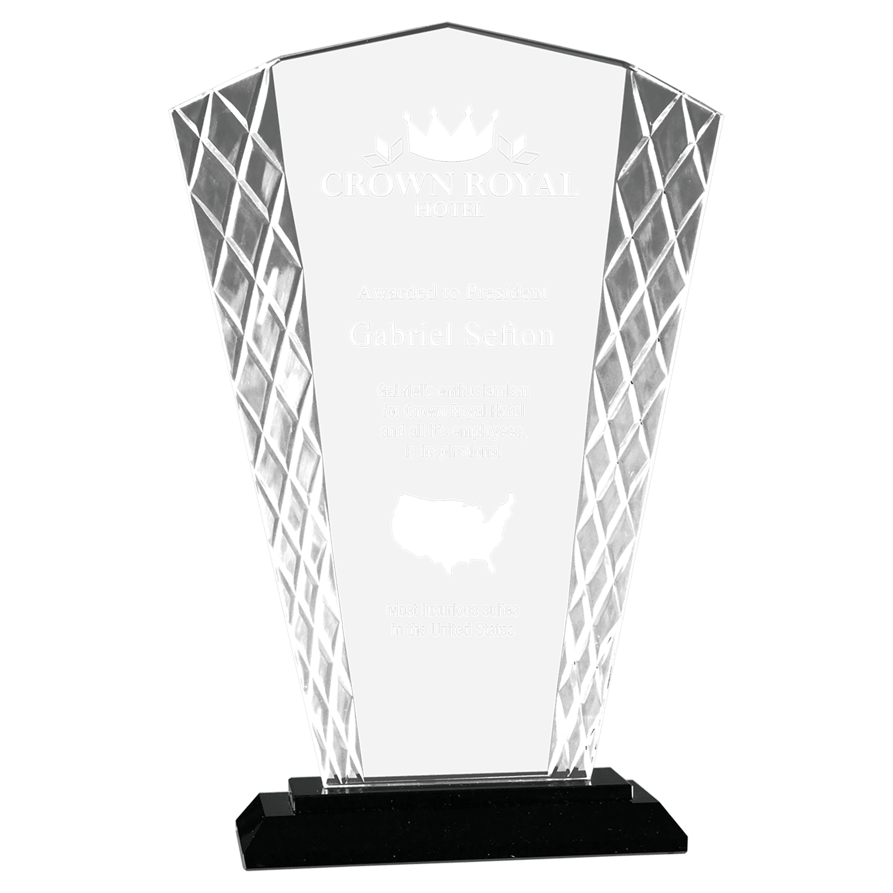 Awards: 9 1/2" Fan Accent Glass on Black Base