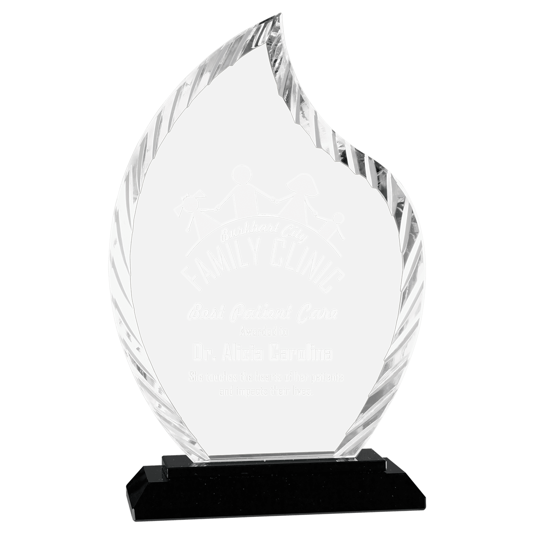 Awards: 8" Flame Accent Glass on Black Base