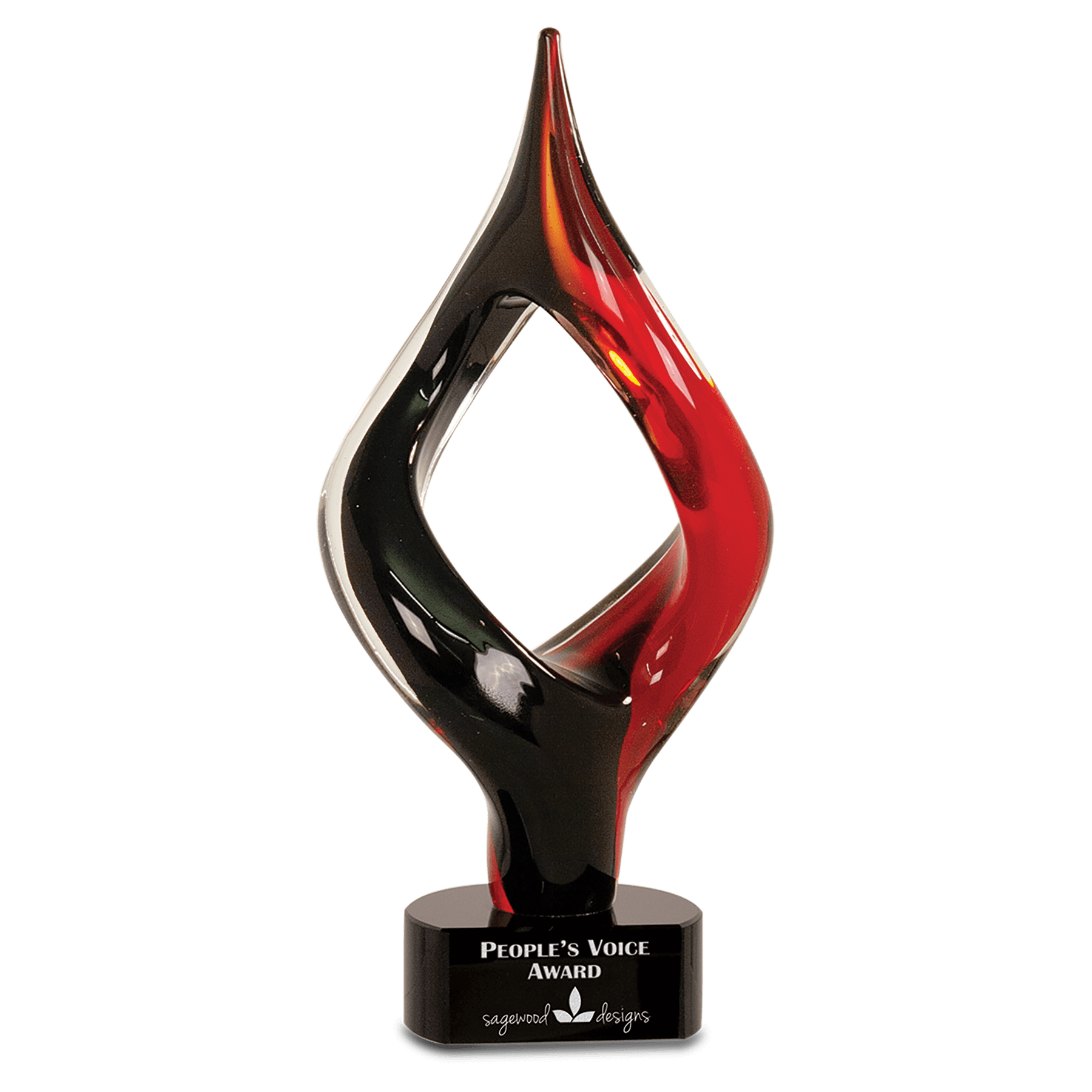 Awards: 13 1/4" Red & Black Twist Art Glass