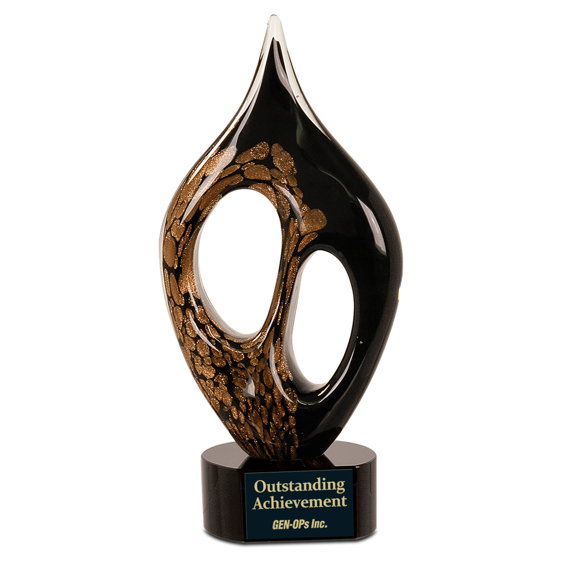 Awards: 10 1/4" Black & Gold Coral Art Glass