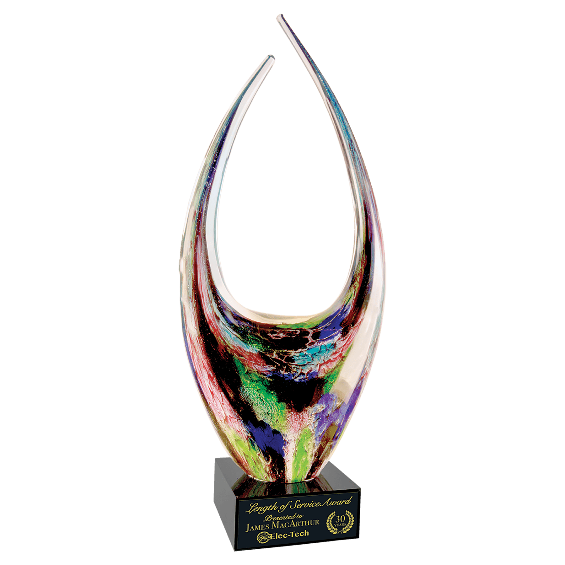 Awards: 16 3/4" Dual Rising Art Glass with Square Black Base