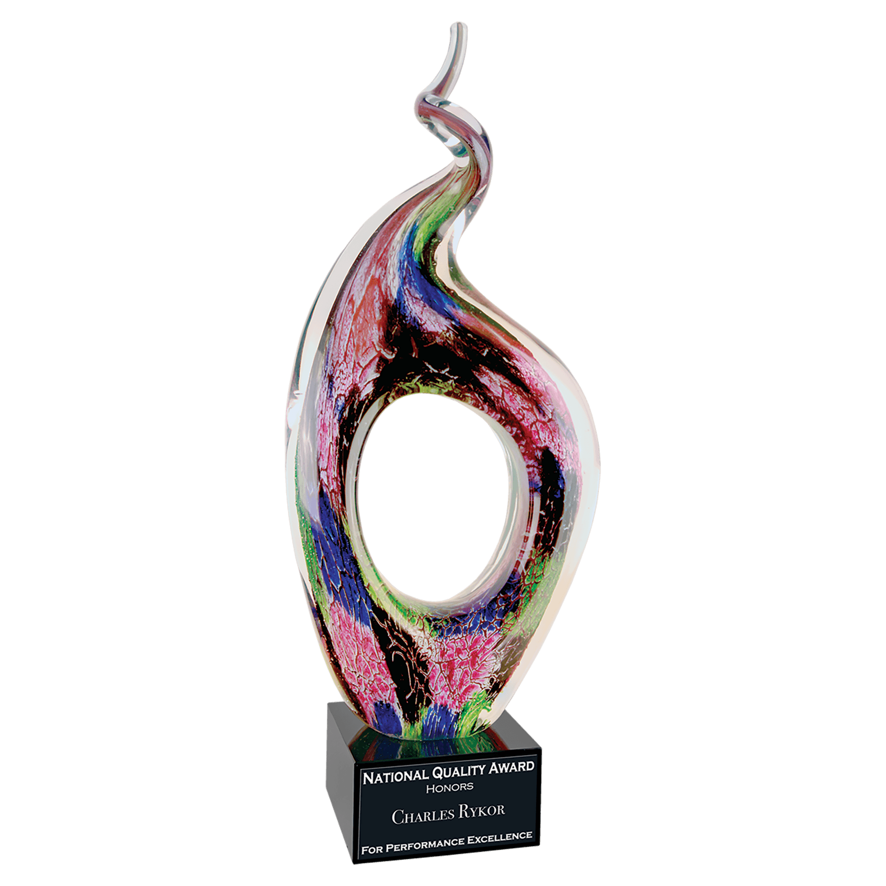 Awards: 13 1/2" Twist Top Art Glass with Square Black Base