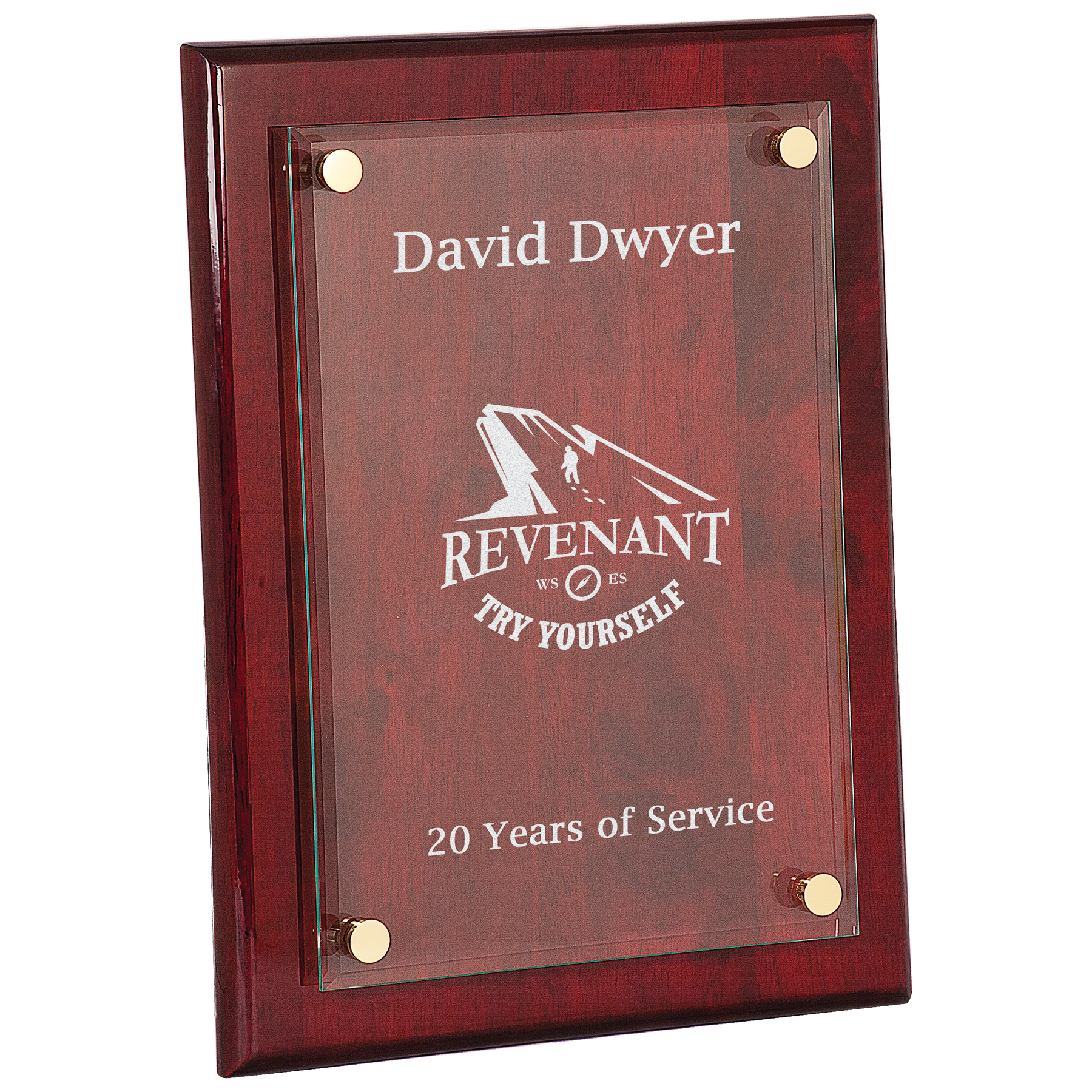 Awards: 9"x12" Rosewood Piano Finish Floating Glass Plaque